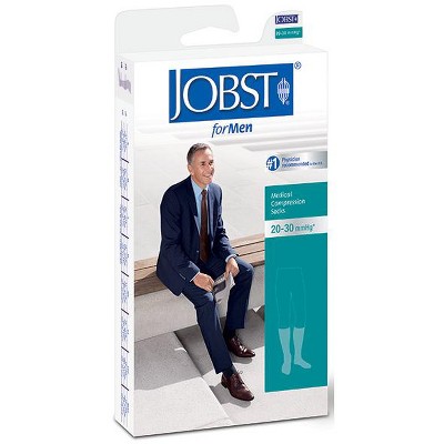 JOBST Men's Ribbed Knee-High Compression Socks - Firm (20-30 mmHg) - Medium - Black