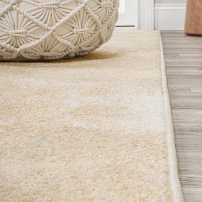 Petalo Modern Abstract Gold and Cream 4'x6' Synthetic Area Rug