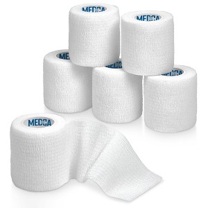 6 Pack Self Adherent Cohesive Tape 2"x5 Yards White, Self Adhesive Athletic Wrap for Ankle, Wrist, Knee Sprains & Swelling - 1 of 4