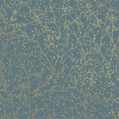 Clarissa Hulse Gypsophila Airforce Blue And Soft Gold Wallpaper : Target