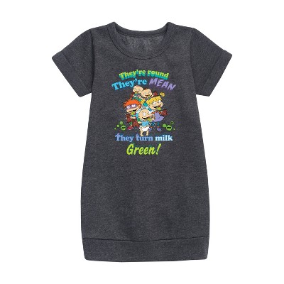 - Rugrats - Reptar Bar Graphic Short Sleeve Fleece Dress