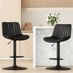 PAGED Set of 2 PU Leather Bar Stools,Counter Stools with Back Support,Adjustable Bar Chairs for Home Pub & Kitchen Island - 1 of 4