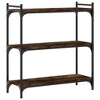 vidaXL Bookcase 3-Tier Smoked Oak 31.5 in.x11.8 in.x33.9 in. Engineered Wood - 2 of 4