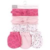 Hudson Baby Infant Girls Cotton Headband and Scratch Mitten 6pc Set, Navy Hearts, 0-6 Months - 2 of 2