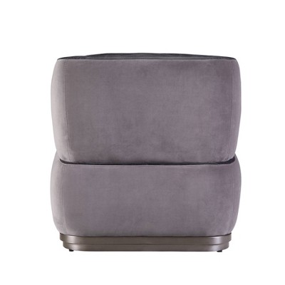 Antique Slate and Gray Leather Metal Accent Chair with Ottoman