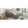 Vynxaria Twin Size Wood Platform Bed with Guardrails and Two Storage Drawers in White - 3 of 4