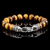 Crucible Men's Tiger Eye Stone Bead Antiqued Lobster Clasp Bracelet (10mm) - 8" - 3 of 4
