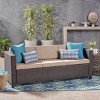 Outdoor Sofa, Single Sofa, Water-Resistant Cushions, Woven Texture, Sofa for 3 People, Iron Frame, Armless Sofa-Coolbibila - 3 of 4