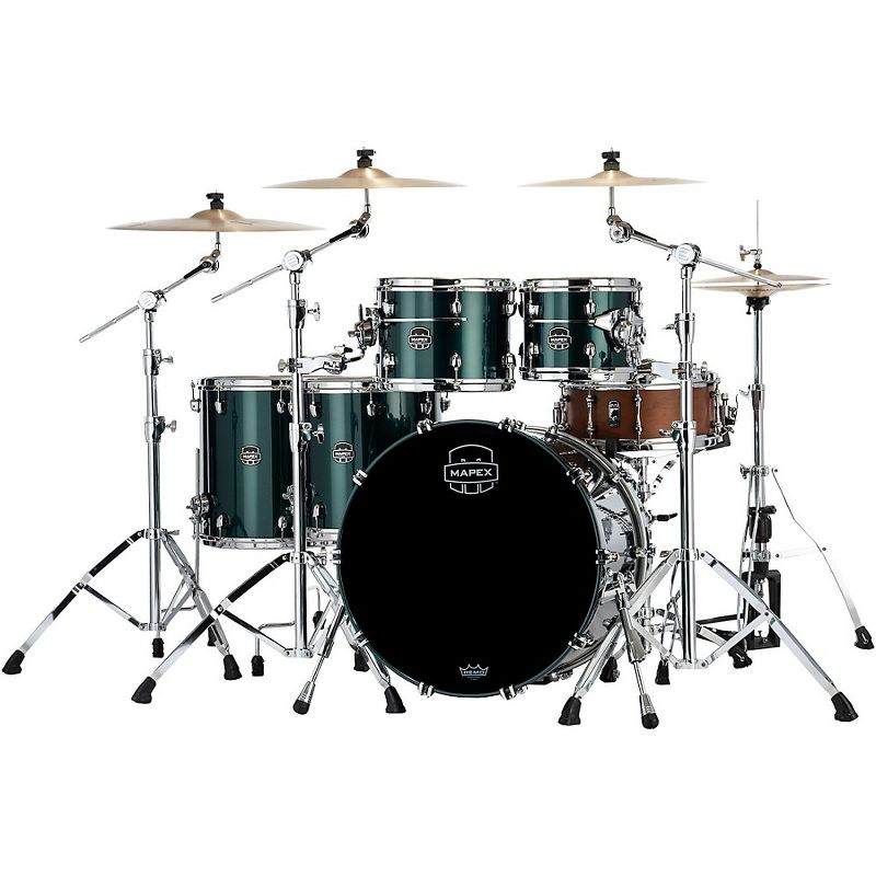 Mapex Saturn Evolution Workhorse Maple 5-Piece Shell Pack With 22" Bass Drum Brunswick Green, 3 of 4