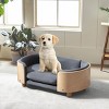 Bulldog 26.4" Width Small Dog Beds With Removable Washable Cover, Velvet Cushion With Solid Wood legs and Bent Wood Back-The Pop Home - 4 of 4