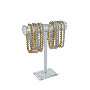 Azar Displays T-Bar Single-Pole Necklace and Bracelet Acrylic Jewelry Stand. Overall Measurements: 15"H x 14"W - 1 of 4