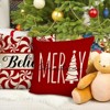 Merry Christmas Tree Decorative Throw Pillow Cover 18 x 18 Set of 4, Xmas Red Candy Canes Porch Patio - 4 of 4
