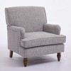 Vintage Linen Upholstered Armchair with Antique Solid Wood Legs - 3 of 4