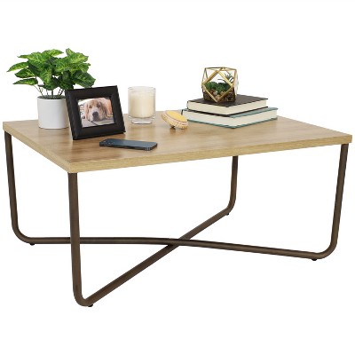 CrossBase 50'' Faux Wood and Metal Minimalist Coffee Table