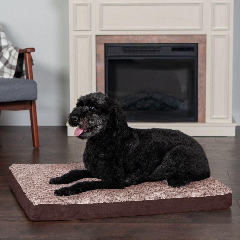 FurHaven Two-Tone Faux Fur & Suede Deluxe Cooling Gel Top Dog Bed, 3 of 4