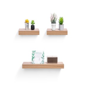 SEVOBAL Decorative Bookshelf Floating Shelves Wall Mounted Wood Shelves, Hanging Shelf Storage Decor Wall Shelves, Beige, 23.62"*5.91"*1.57" - 1 of 4