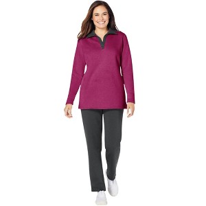 Woman Within 2-Piece Fleece Polo Set - 1 of 4