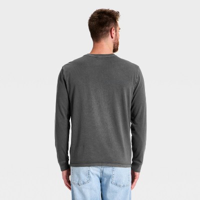 Мужские футболки Goodfellow & Co Men's Vintage Relaxed Fit Long Sleeve Pocket T-Shirt - Goodfellow & Co™ Charcoal Gray S — фото 2