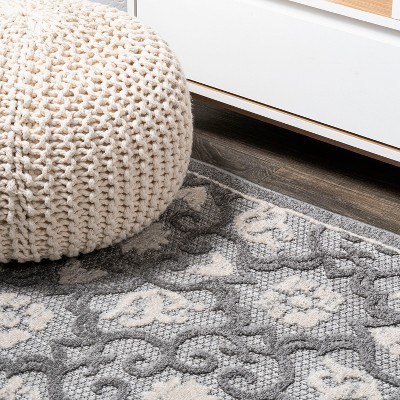 Mediterranean Trellis 4'x6' Light Gray/Ivory Synthetic Area Rug