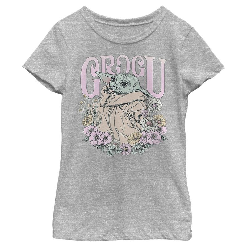 Girl's Star Wars The Mandalorian Grogu Flower Child T-Shirt, 1 of 6