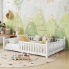 Okak Twin/Full Size House Roof Floor Bed Frame with Fence & Decor Lights,Modern Student Bed for Bedroom,Kids Room,Playrooms - 4 of 4