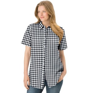 Woman Within Women's Plus Size Perfect Short Sleeve Shirt - 1 of 4