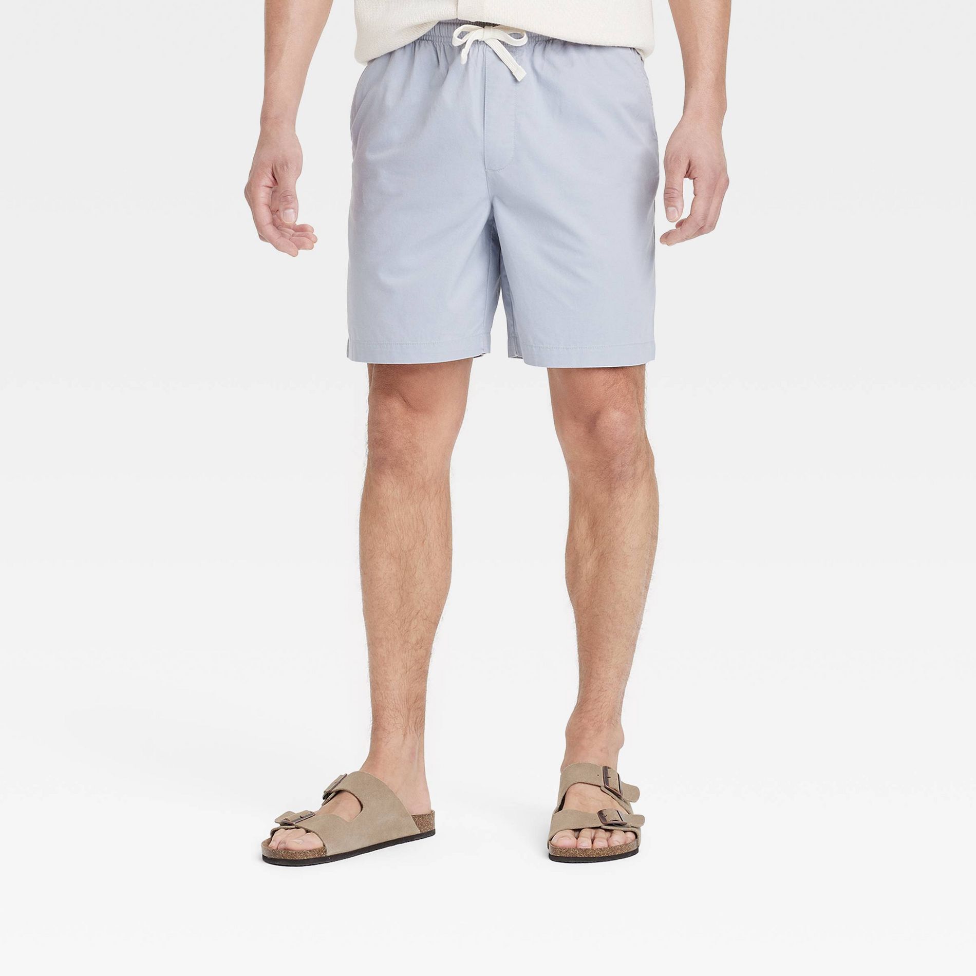 Men's 7" Pull-On Shorts - Goodfellow & Co™ Gray XL: Cotton Twill, Mid Rise, Drawstring Waist, Side & Back Pockets