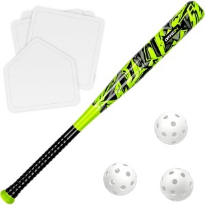 Ortiz34 Grand Slam Set- Graffiti Plastic Bat, David Ortiz Backyard Baseball Set with 3 Balls, 4 Throw Down Bases - 1 of 4