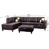 VYNXARIA 3 PC Sectional Sofa Set, (Brown) Faux Leather left -Facing Chaise with Free Storage Ottoman - 4 of 4