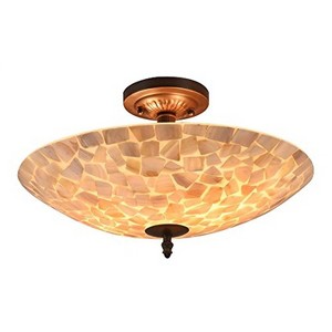 Homestock Sally Mosaic 2 Light Semi-Flush Ceiling Fixture 16" Shade - 1 of 2