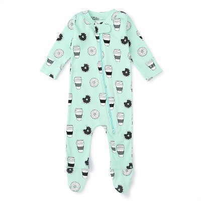 Monica + Andy Zip-Up Coffee and Donuts Sleep N' Play - Mint Green