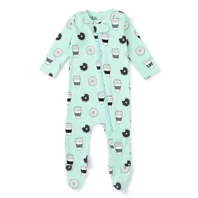 Image of Monica + Andy Baby Zip-Up Coffee and Donuts Sleep N' Play - Mint Green 0-3M