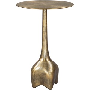 Allegro Side Table Aluminum Antique Brass - ZM Home: Marble Top, Cast Base, Glam Deco Style, 21.7" Height - 1 of 4