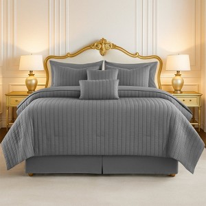 FIONECA Seer Sucker Texture Bed In a Bag Set All In One Bedding With Wrinkle Resistant Comforter - 1 of 4
