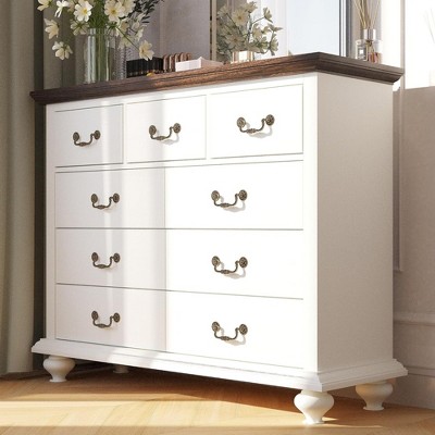 Zstar 9 Drawer Dresser, 37.8" Large Dresser with Metal Handles for Bedroom, Living Room, Hallway