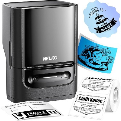 Label Maker Machine with Tape, Nelko PM220 Bluethooth Label Printer, 2 Inch Portable Thermal Printer for Small Business, for Phones & PC, Black