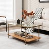 Tangkula Coffee Table Rectangle Glass Top w/ Storage Shelf & Gold Steel Frame Living Room - 4 of 4