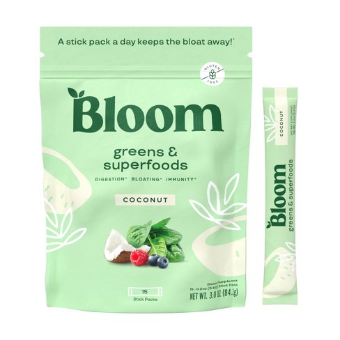 BLOOM NUTRITION Greens and Superfoods Powder - Coconut - 3oz/15ct