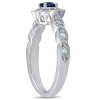 Pompeii3 5/8 ct Blue Sapphire Halo Vintage Diamond Engagement Ring 14k White Gold - 2 of 4