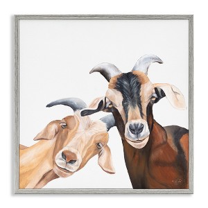 Stupell Industries Happy Goat Smiling Animals Framed Giclee Art - 1 of 4
