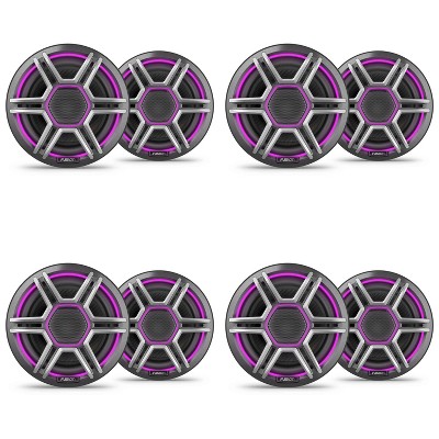 Garmin Fusion 4 Pairs Apollo AP-FL65SPG 6.5" LED Marine Speakers Sport Grills, Gray, Pair