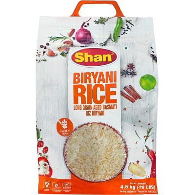 Shan - Extra Long Grain Aged Basmati Biryani Rice (10 Lbs), Premium Grade.