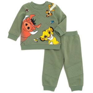 Disney Lion King Mickey Mouse Winnie the Pooh Toy Story Baby Fleece Sweatshirt and Pants Outfit Set Newborn to Infant - 1 of 4