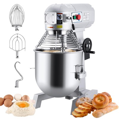 30QT Commercial Food Mixer, 1100w High Efficiency Commercial Mixer with 3 Speeds & Stainless Steel Bowl