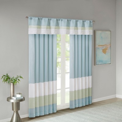 Green and Aqua Polyoni Pintuck Window Valance with Lining