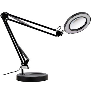 VEVOR Magnifying Glass with Light and Stand, 5X Magnifying Lamp, 4.3" Glass Lens, Base and Clamp 2-in-1 Desk Magnifier with Light, Black - 1 of 4