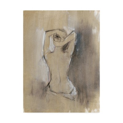 Tan and Gray Mixed Media Canvas Art of Draped Figure, 18x24