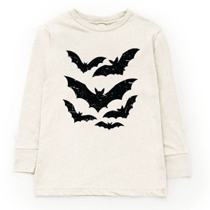 Halloween Bats Distressed - Toddler Long Sleeve Graphic Tee and Youth Long Sleeve Graphic T-Shirt - 1 of 3