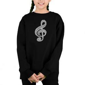 LA Pop Art Music Note - Girl's Word Art Crewneck Sweatshirt - 1 of 3