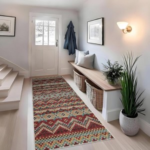 Washable Vintage Boho Striped Area Rug - Non-Slip Non-Shedding Stain Resistant Low Pile Soft Carpet for Living Room Bedroom Home Office - 1 of 4